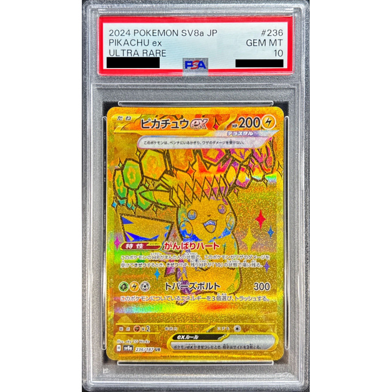 [PSA10] Pikachu ex [UR] Sv8a (236/187)  -  Japanese Pokémon Card